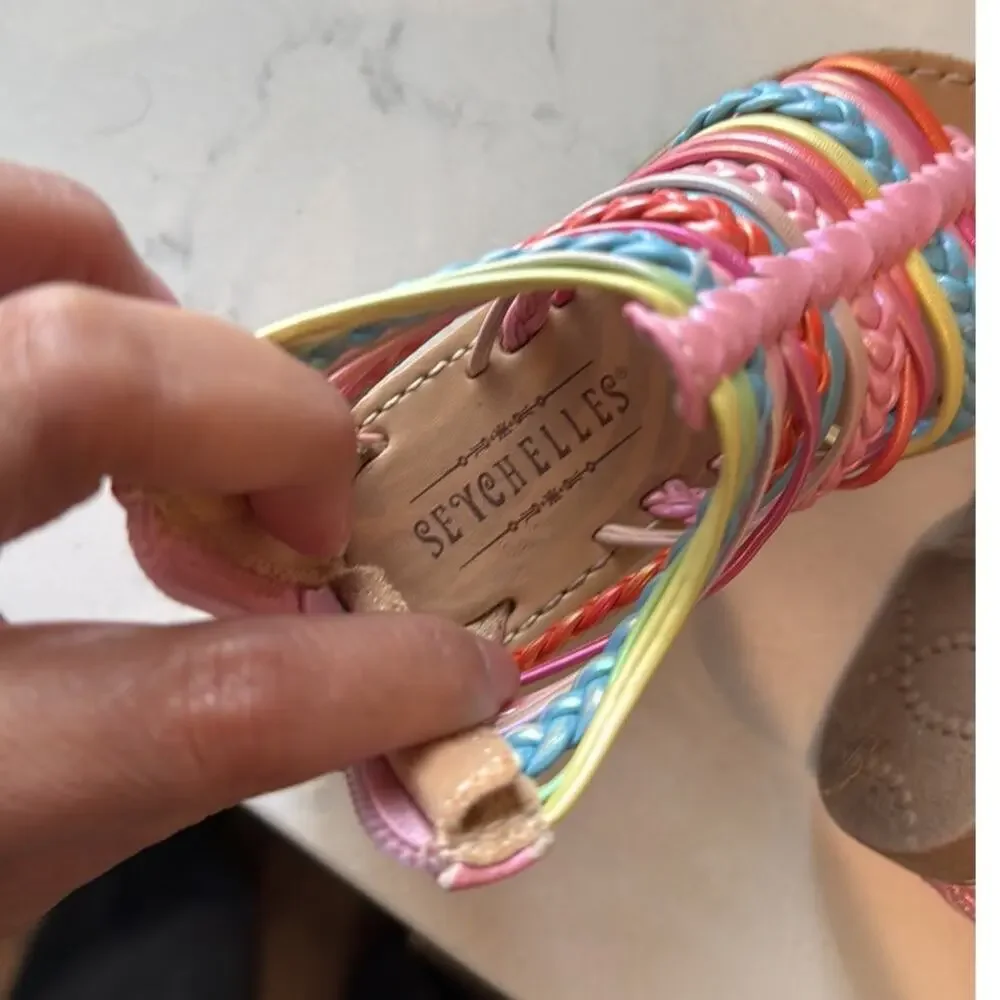 seychelles rainbow girls gladiator sandals zip back size 6 spring Easter Summer